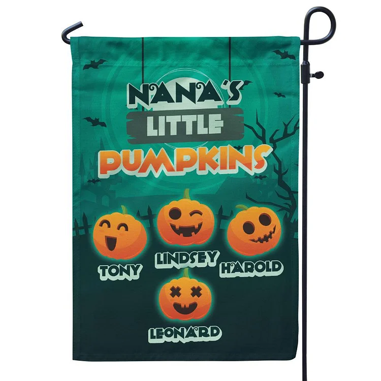 Personalized Halloween Garden Flag Custom 4 Names Flag "Grandma's Little Pumpkins"