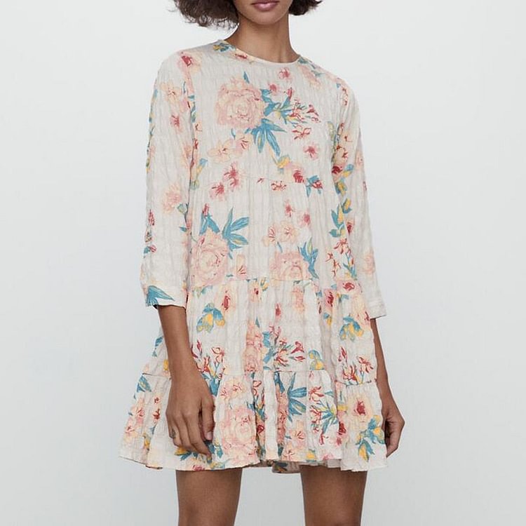 New Spring Summer Women Fashion Vintage Print Dress Casual O-Neck A-Line Sexy Mini Party Dresses Ladies Vestidos Mujer - BlackFridayBuys