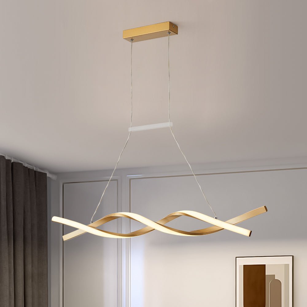 Dimmable LED Twisted Linear Island Pendant Light
