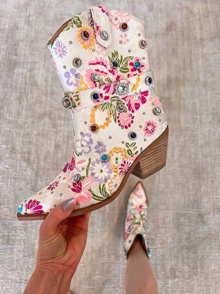 Embroidered Gem Cowgirl Boot
