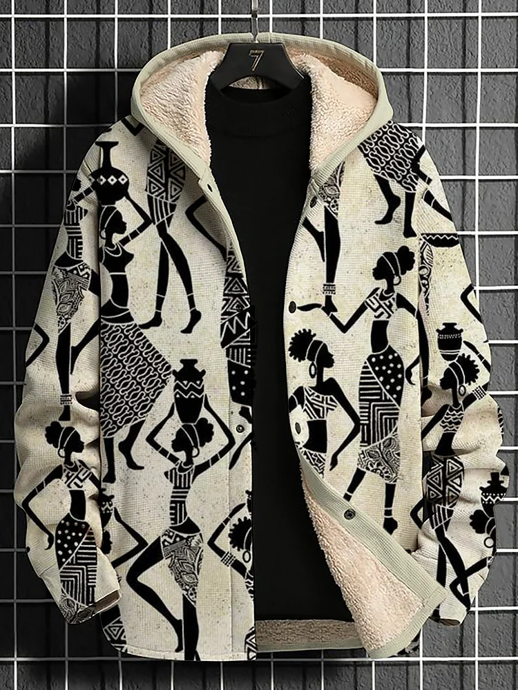 Men's Retro Tribe Ethnic Pattern Art Print Long Sleeve Hooded Jacket