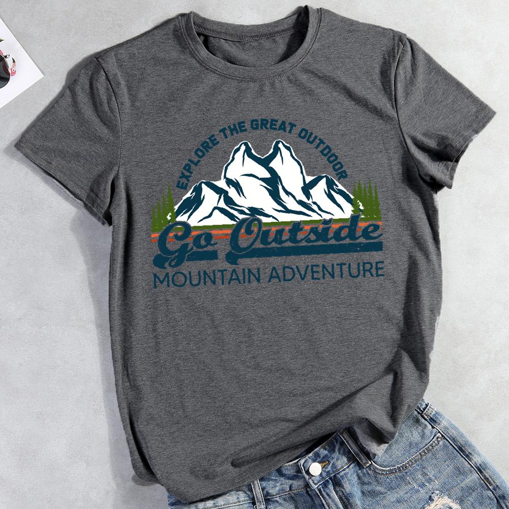 Go outside mountain adventure Round Neck T-shirt-0025869-Guru-buzz