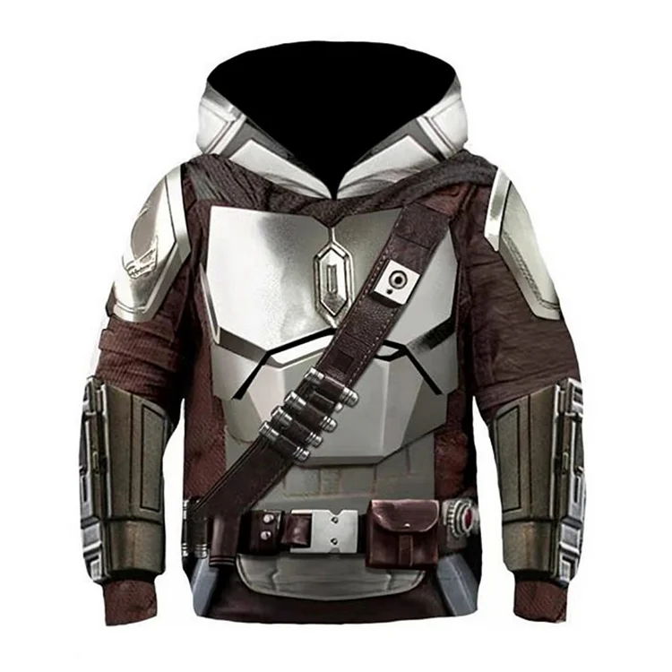 Kids Children Mando Boba Fett Silvery Hoodie Outfits Cosplay Costume Halloween Carnival Suit