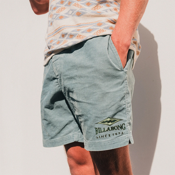 Billabong Embroidery Men's Shorts Retro Corduroy 5 Inch Shorts Surf Beach Shorts Daily Casual Lixishop 