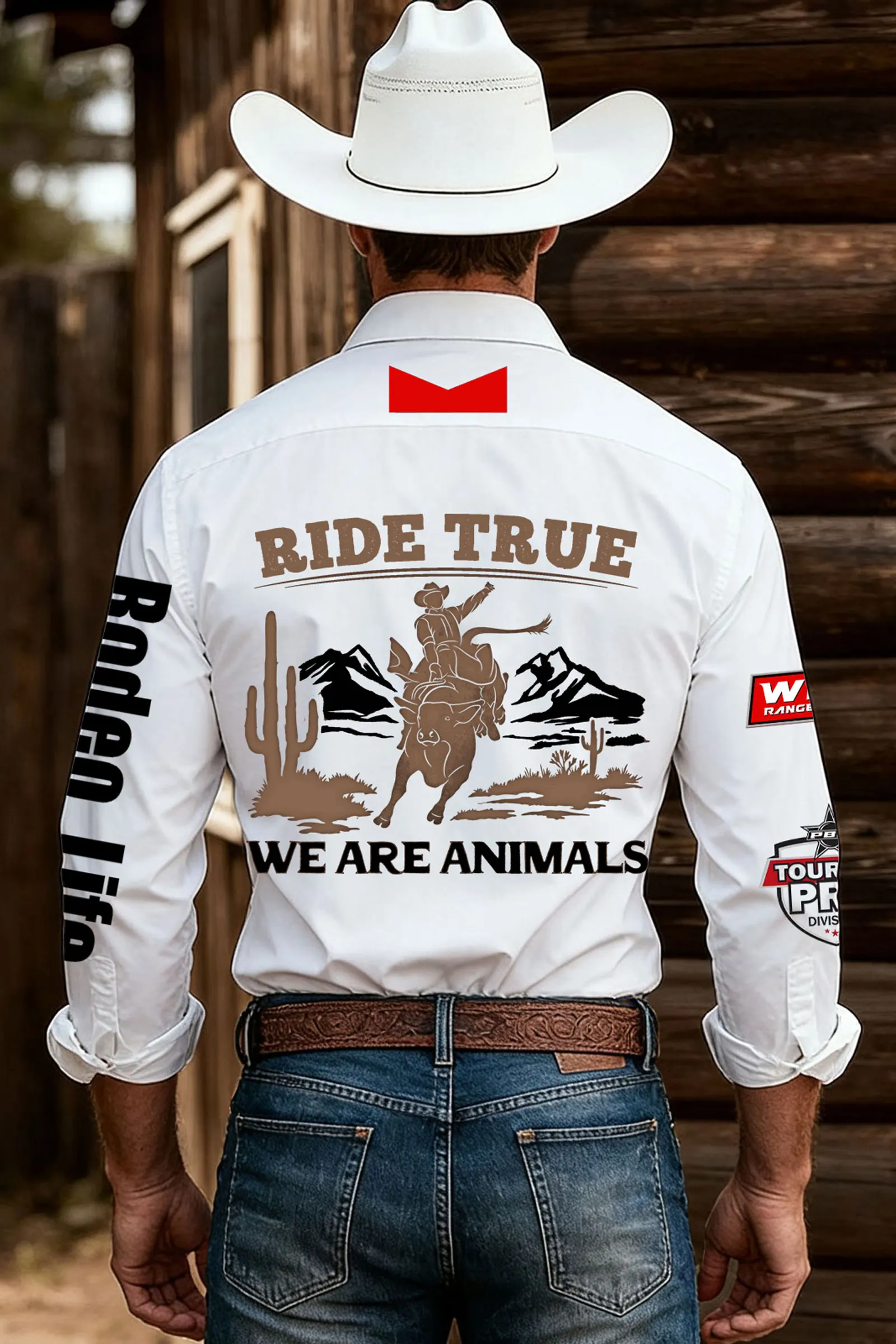Western Shirt With Bull Riding Graphic And Bold Slogan