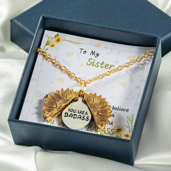 You Are A Badass Sunflower Necklace - For Sister