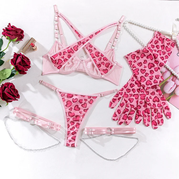 NITEAMOR Sheer Mesh Lingerie Set Cute Flirty Design