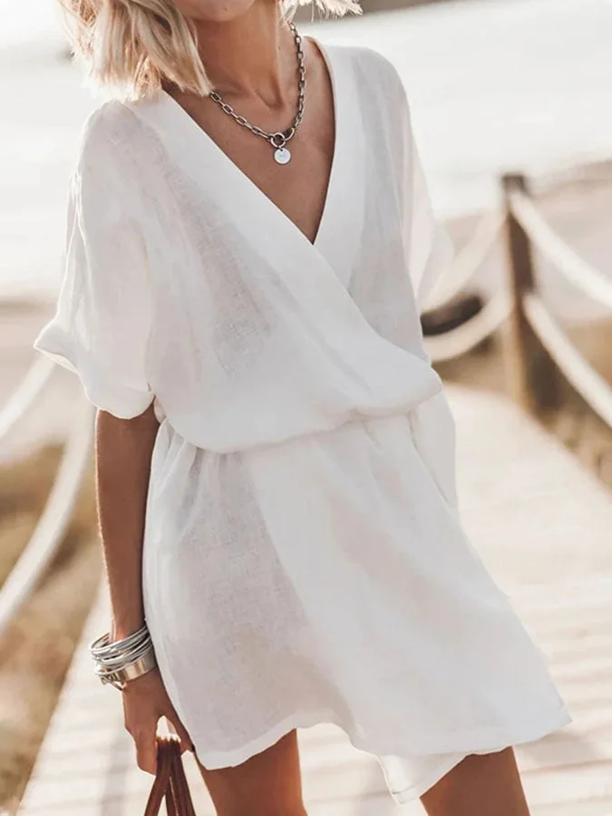 Women's cotton and linen casual dress