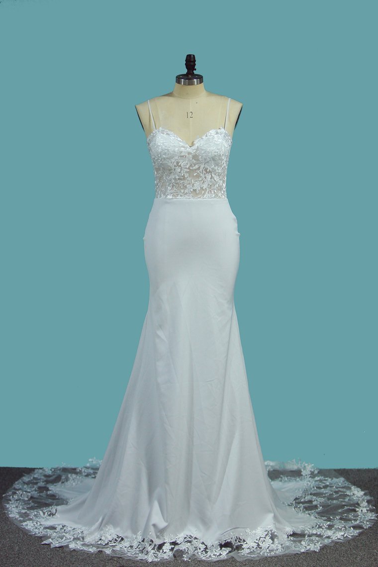 Daisda Vintage Spaghetti Straps Sweetheart Floor Length Mermaid Wedding