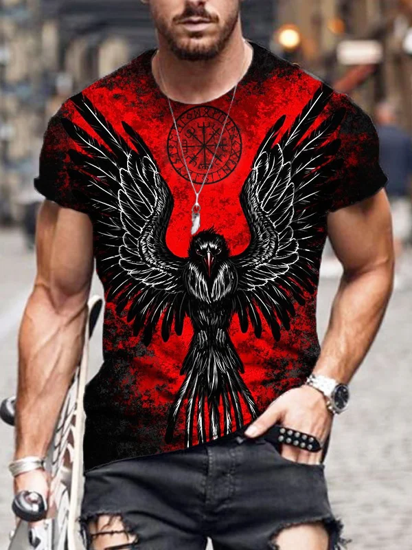 Men's Viking Raven And Vegvisir Short Sleeve T Shirt
