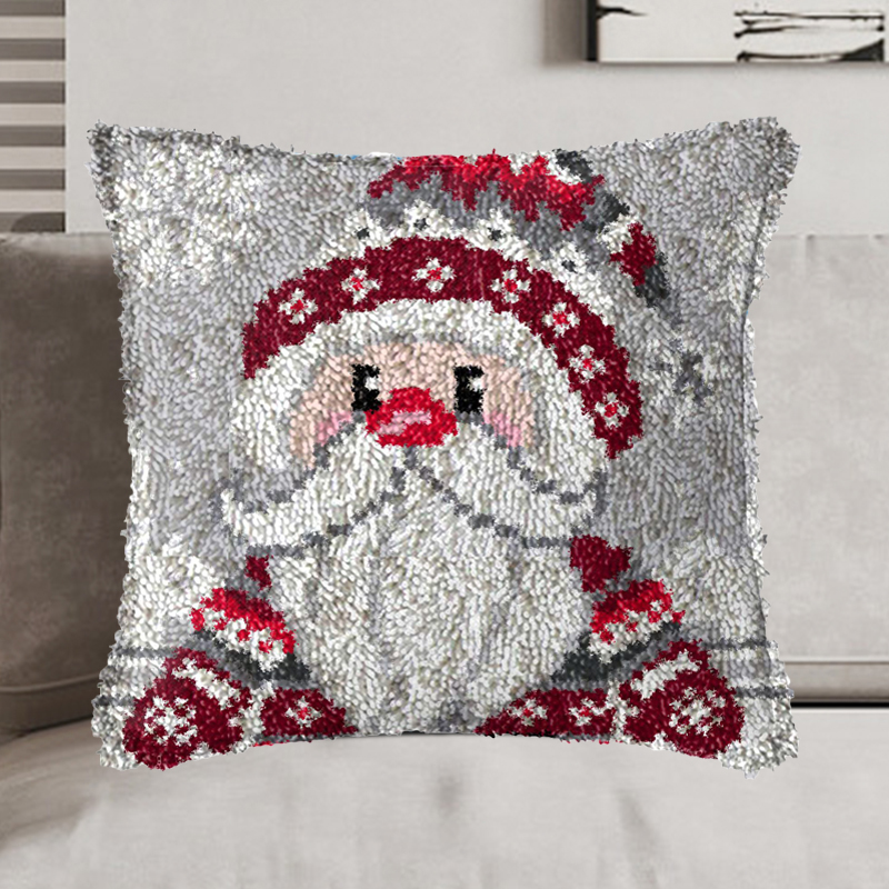 Cartoon Santa Latch Hook Pillow Kit Hooked Cushion for Adult, Beginner and  Kid