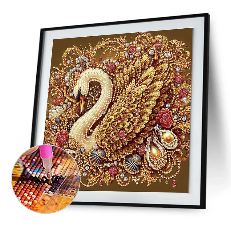 Swan 30*30cm (Canvas) Special Shaped Drill Diamond Painting gbfke