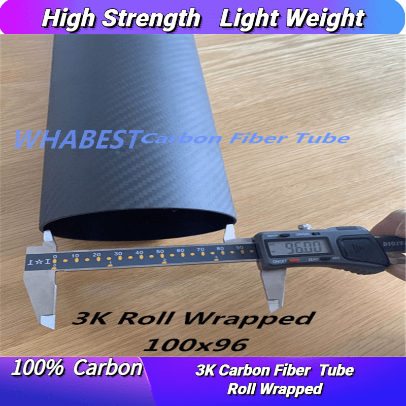 OD 100mm X ID 96mm X 1000MM 100% Roll Wrapped Carbon Fiber Tube 3K /Tubing 100*96 3K Twill Matt 2.0 Wall