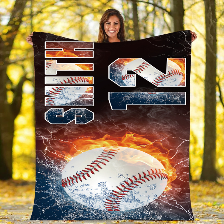 kustomball Baseball Blanket{Custom Name Blankets, Personalized Name