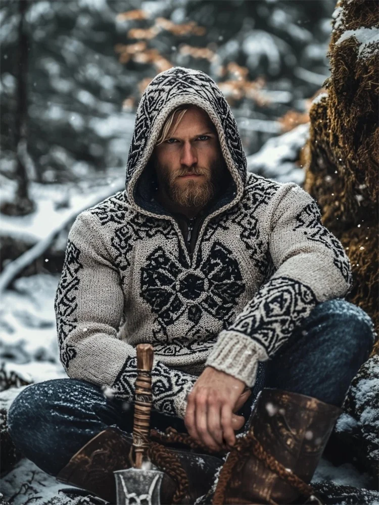 Viking Warrior Totem Men's Hooded Sweater