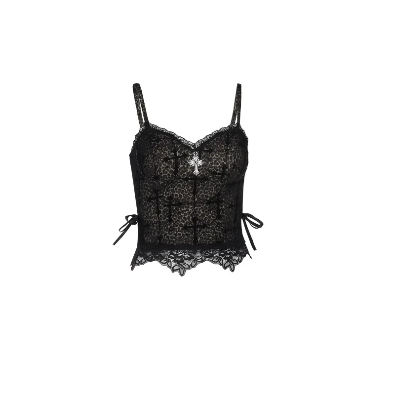 Woherb Summer 2024 New Street Hot Girls Flocking Leopard Print Compound