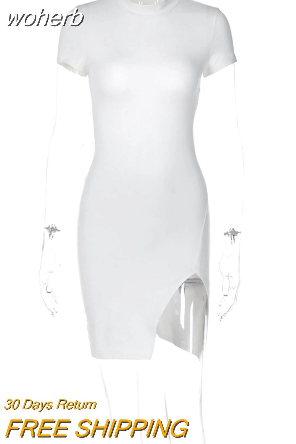 woherb Short Sleeves Cut Out Bodycon Bandage Mini Dress Women Home Party Club Birthday Tight Short Dresses 2023 Summer Black White