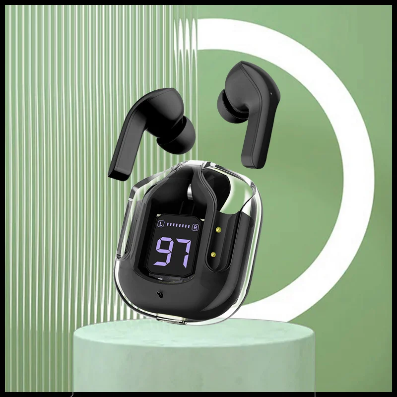 Transparent Digital Display TWS Wireless Bluetooth Independent Charging Headset With Charging Compartment For Sports Games