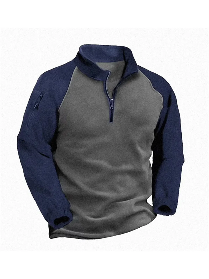 Tactical Fleece Jacket Men's Shaker Fleece Warm Fall and Winter Double-sided Fleece Pullover Zipper Jacket Thickened-JRSEE