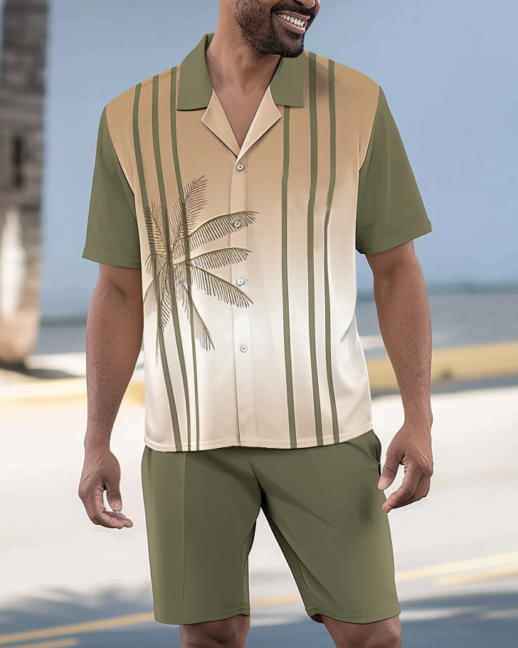 Men's Casual Hawaiian Vacation Short Sleeve Shirt Set 002