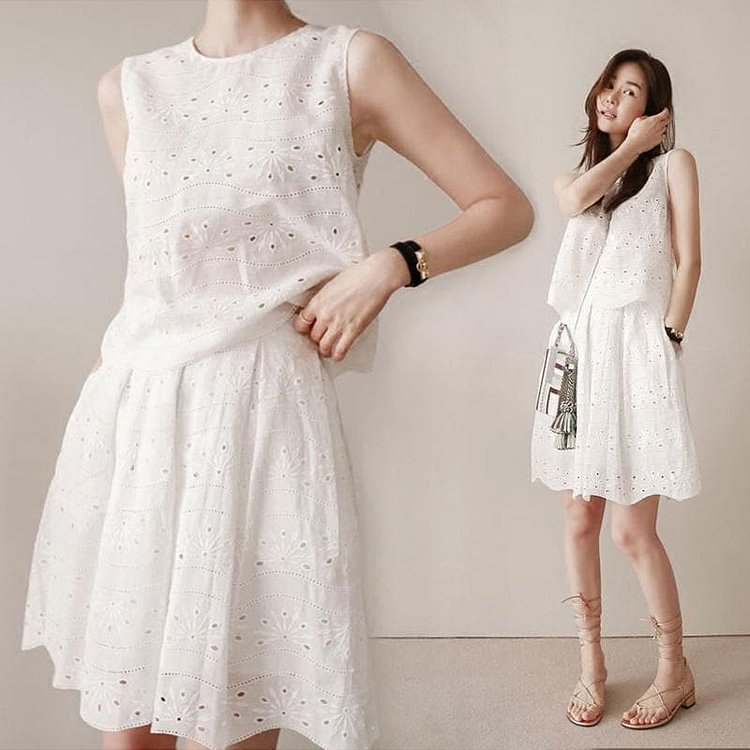 White Two Pieces Dress, Summer Dress