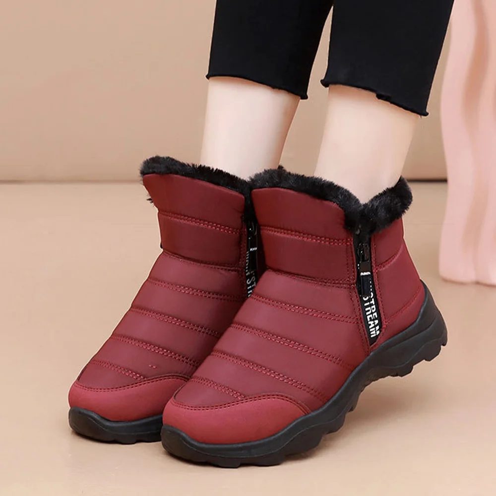 Smiledeer Women's Winter Snow Boots Fashion Zipper Fleece Shoes