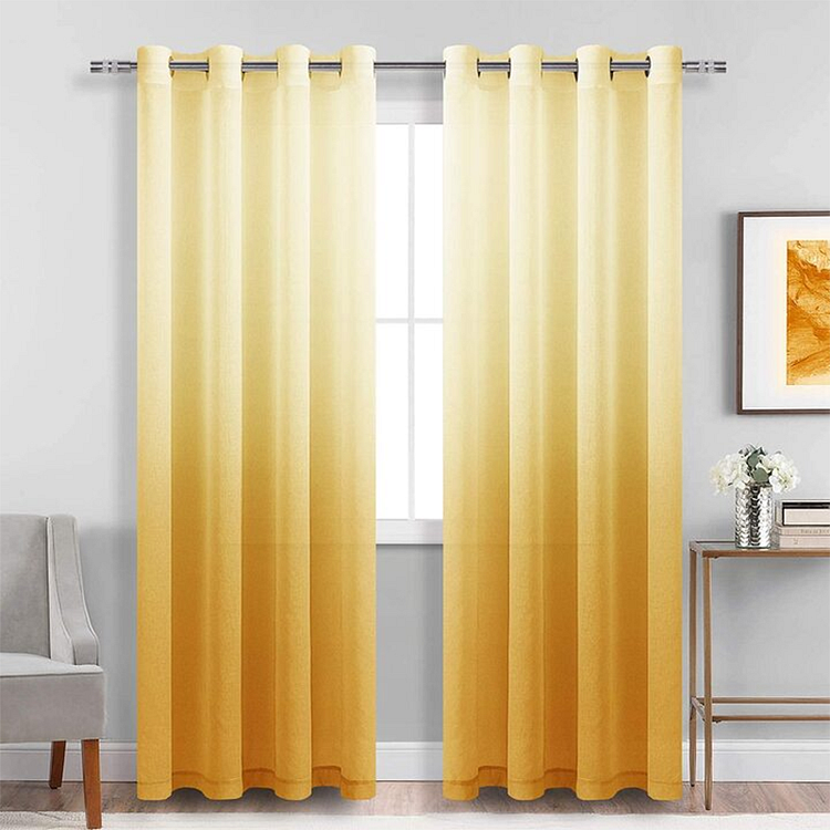 Yellow Indoor Sheer Curtains Gradient For Living Room 1Pcs-ChouChouHome
