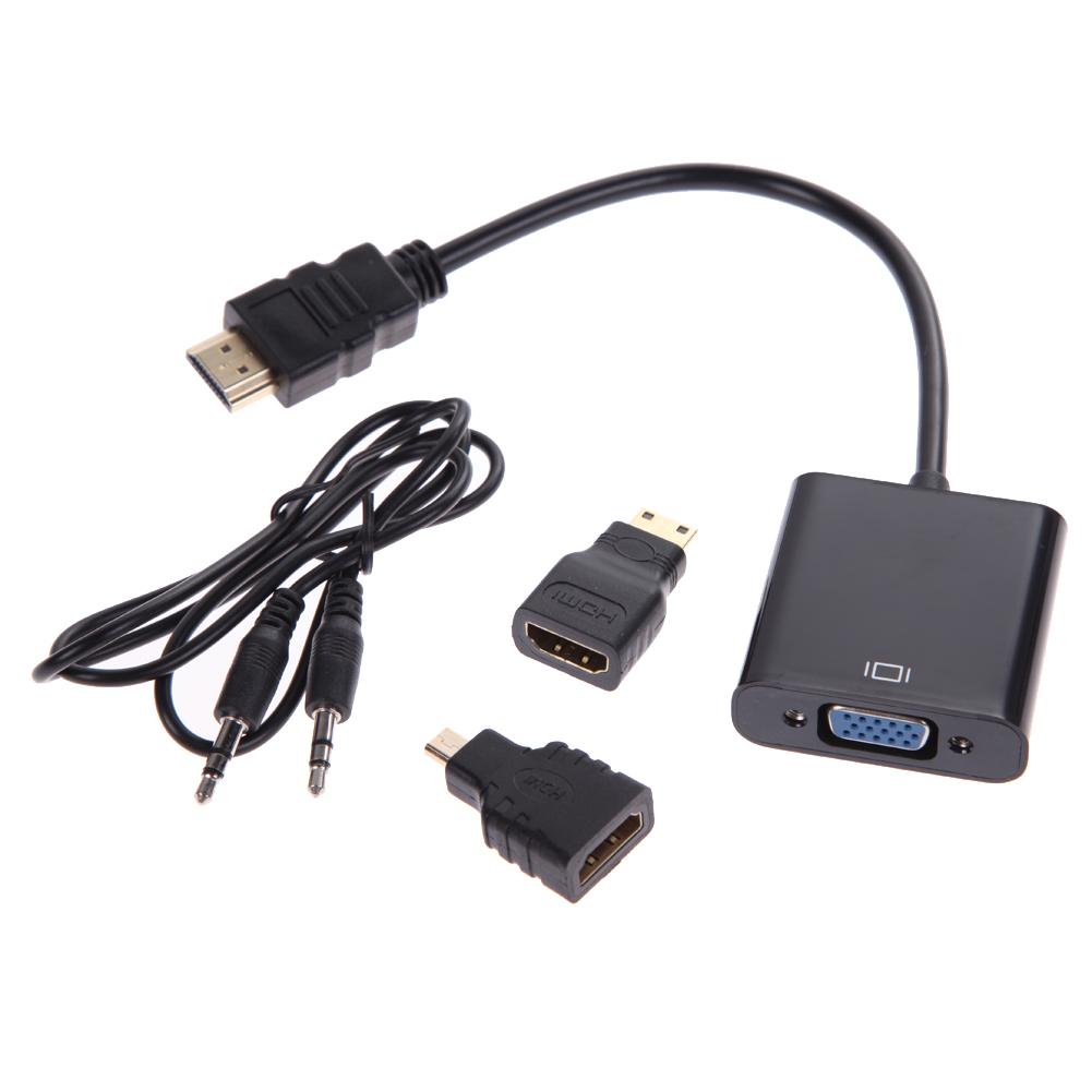 1080P Micro HDMI / Mini HDMI / HDMI to VGA Converter Adapter with Audio, Black, 501 Original
1080P Micro HDMI / Mini HDMI / HDMI to VGA Converter Adapter with Audio, Black, 501 Original