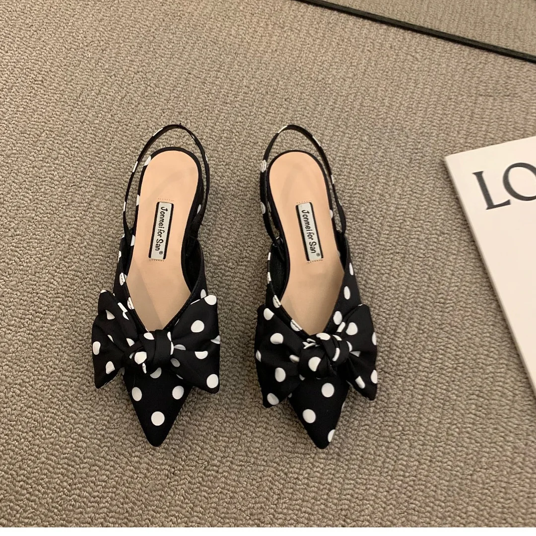 Women's Fashion Casual Low Heel Pointed Toe Bow Sandals