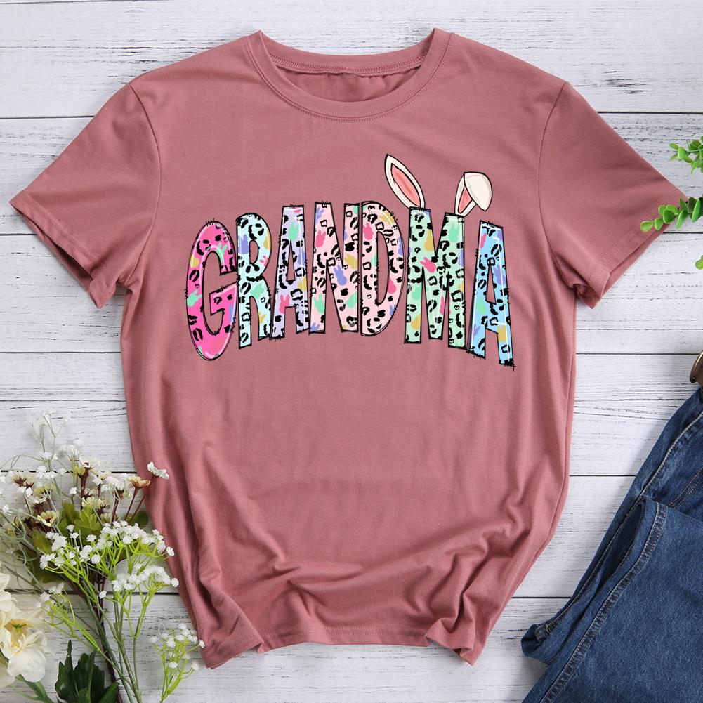 Happy Easter Grandma Round Neck T-shirt-0025466-Guru-buzz