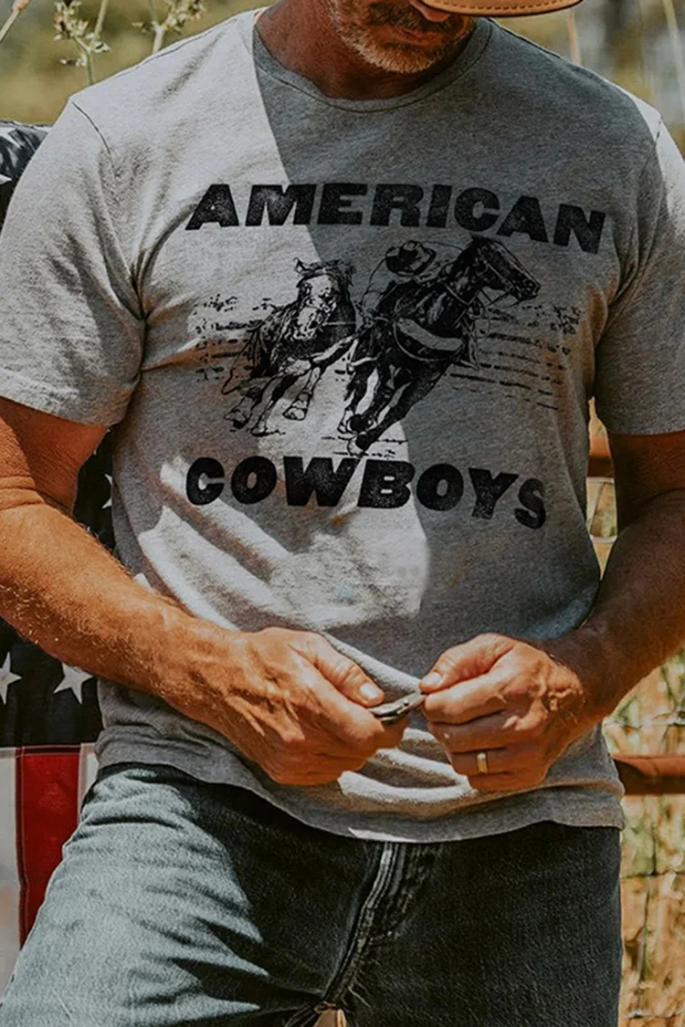 Casual Grey American Western T-Shirt