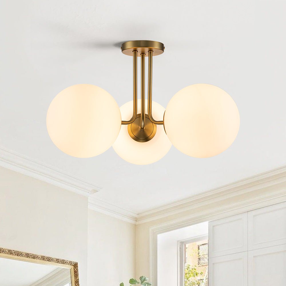 3-Light Frosted Glass Globe Ceiling Light