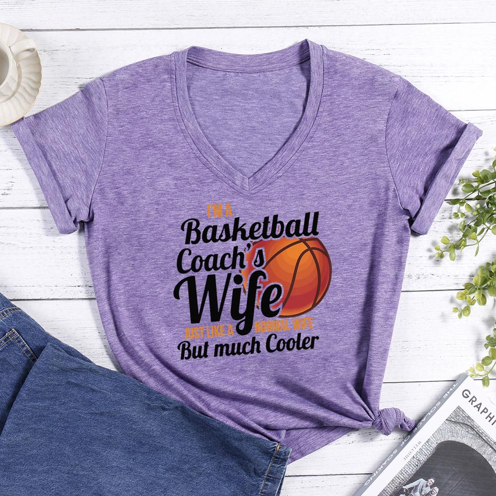 Basketball Coach Wife funny V-neck T Shirt-Guru-buzz