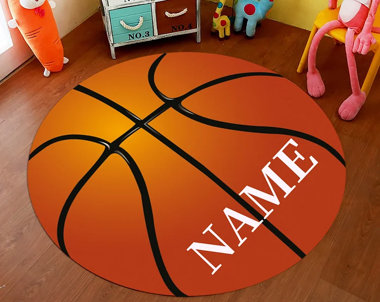 Personalized Kids Basketball Round Rug|R124
