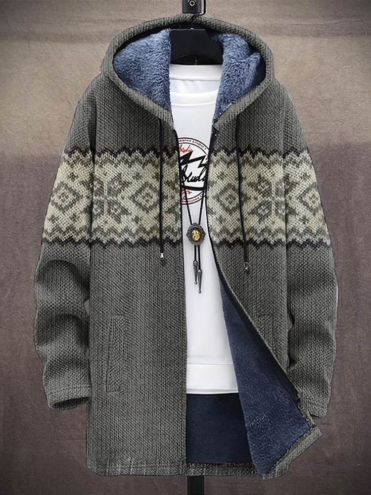 Retro Print Hooded Sweatshirt Cardigan Jacket main image 0