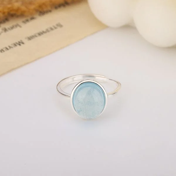 Natural Aquamarine Oval Light Luxury Personalized Ring