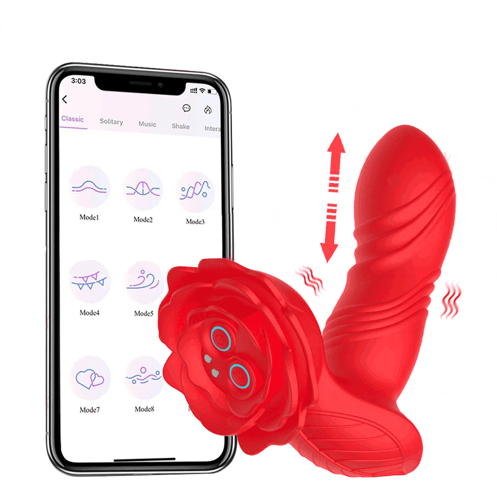 Aurora App & Wireless Remote Control Rose Vibrator - Rose Toy