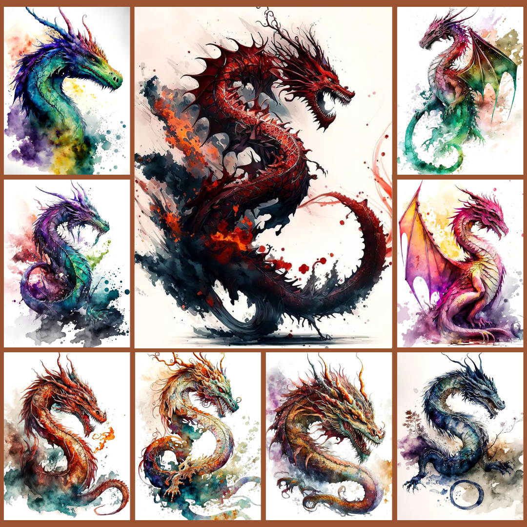 AB Drill-Full Round Drill Diamond Painting - Dragon -40*50cm