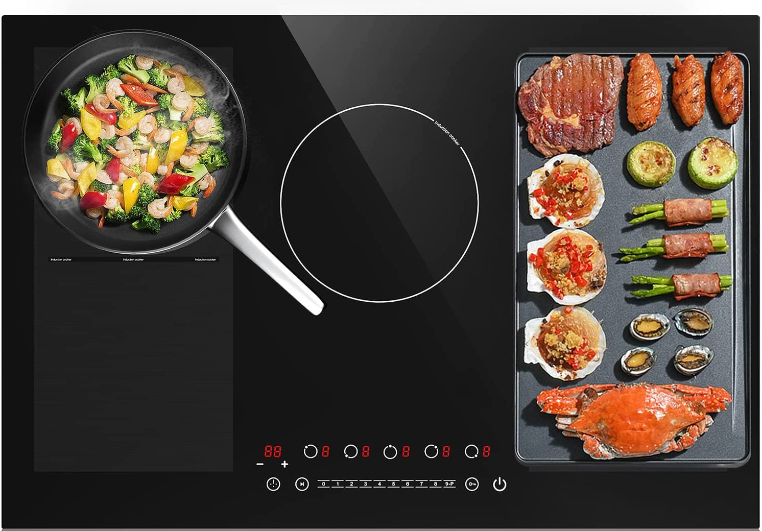 Induction Cooktop, 30 Inch Electric Stove with 5 Burners Including 2