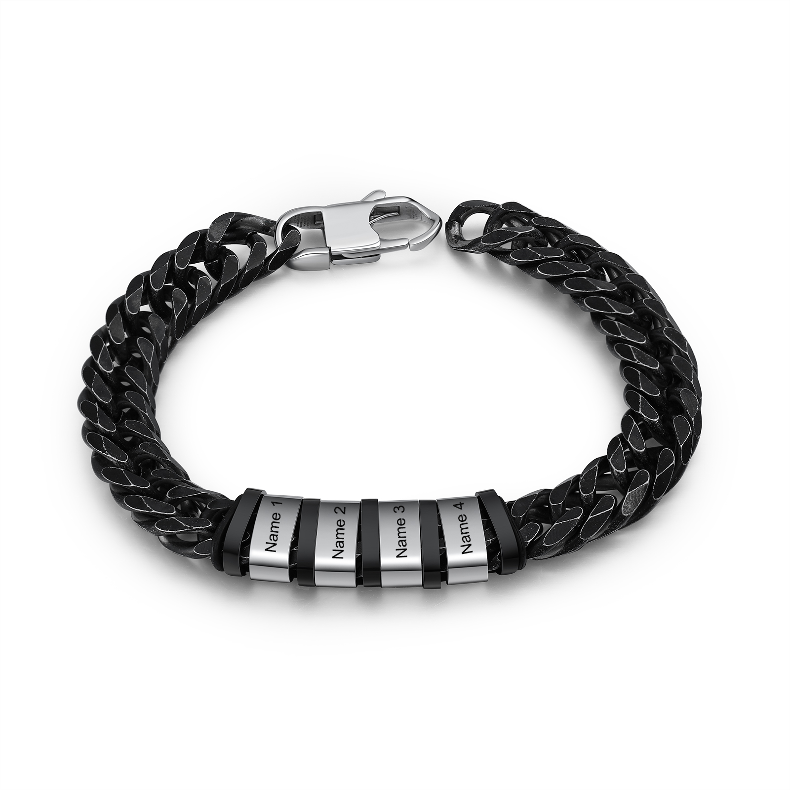 Bracelet Gourmette en acier inoxydable 4 Prénom Personnalisé Bracelet Homme