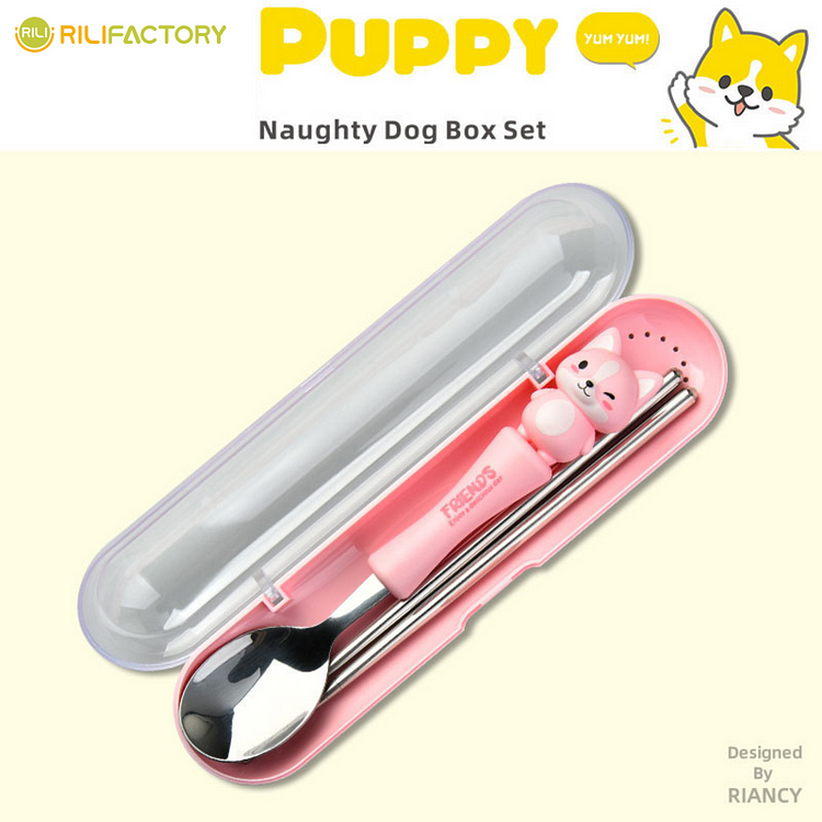 Naughty Dog Cutlery Set (Chopsticks & Spoon) Rilifactory