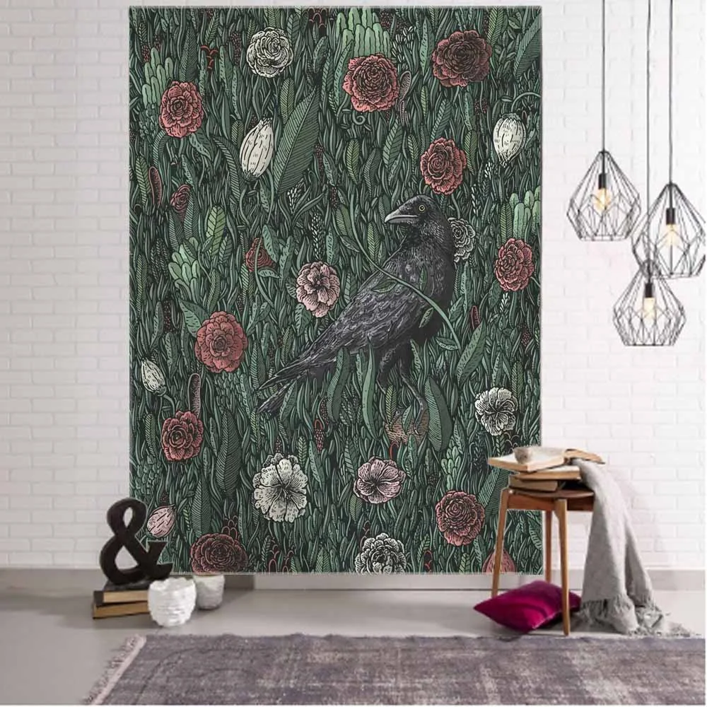 Nigikala Landscape 3D Printing Tapestry Plant Flower and Bird Art Wall Hanging Bohemian Psychedelic Kawaii Home Room Decoration