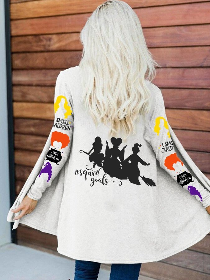 Fashion Print Long-Sleeve Cardigan socialshop