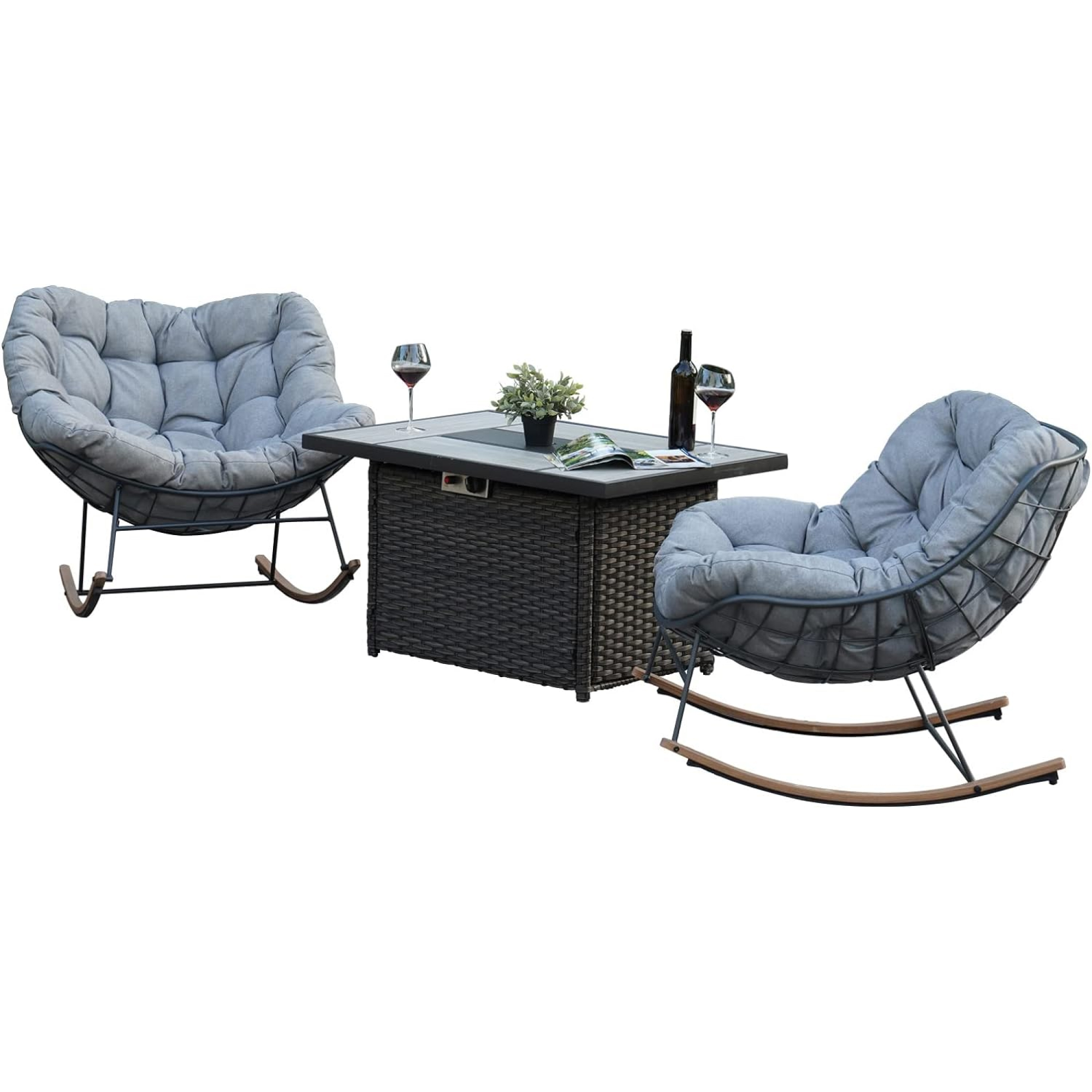 Pre sale ship in a week GRAND PATIO Rocking Chair Set of 3 Comfy Reading Chair Outdoors and Indoors Modern Cozy Lounge Rocker with Cushion