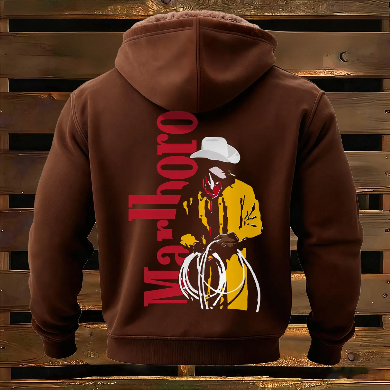 Stylish Graphic Design Fleece-lined Hooded