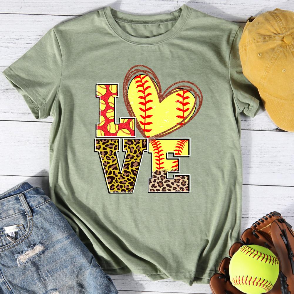 Love Softball Round Neck T-shirt-0025070-Guru-buzz