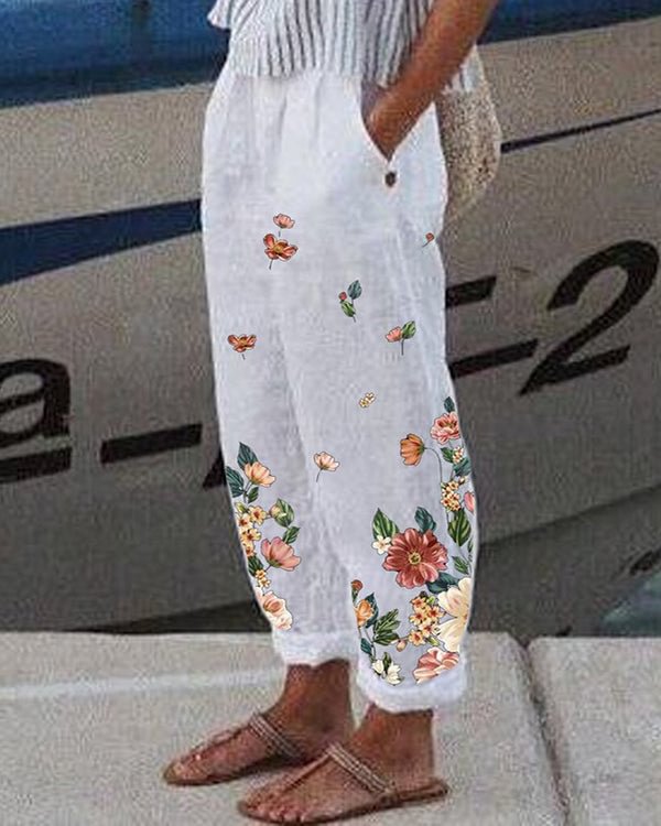 Casual Floral Ombre Loosen Pants - Chicaggo