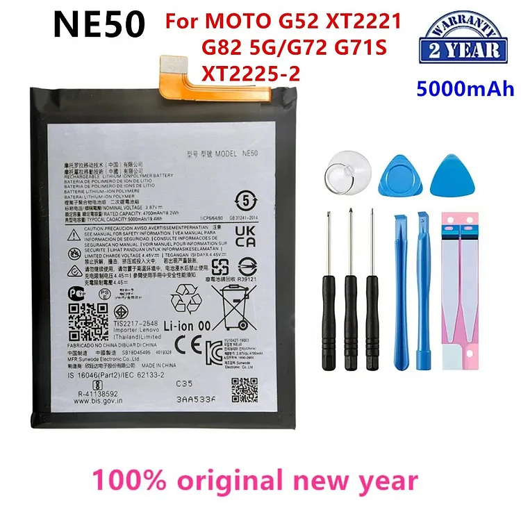 100% Original NE50 5000mAh Battery For Motorola  G52 XT2221/ G82 5G/G72 G71S/XT2225-2  Phone Batteries+Tools
