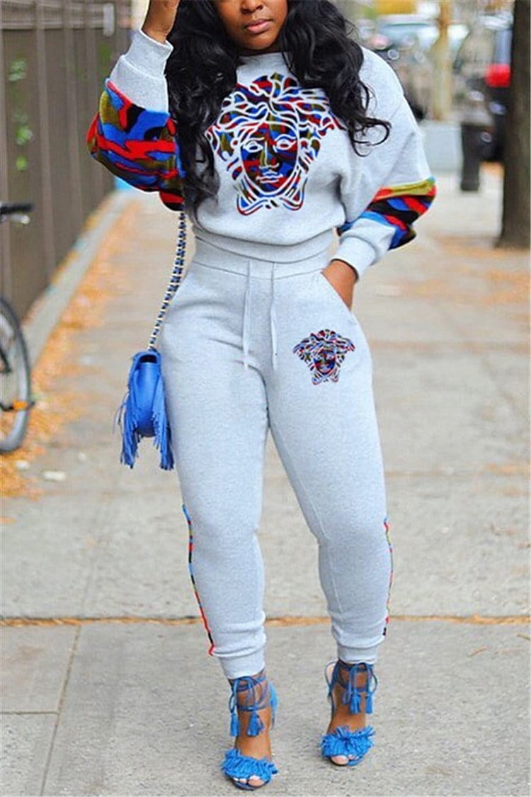 Fashion Sports Print Stitching Two-Piece - BlackFridayBuys