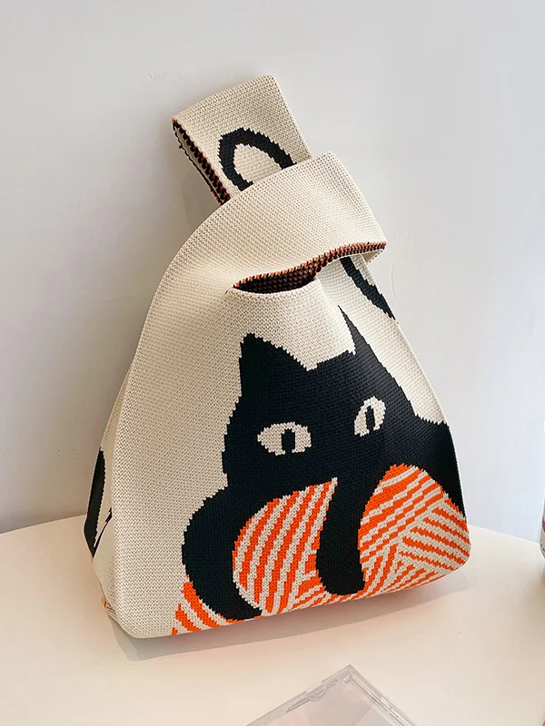 Animal Printed Multi-Colored Bags Accessories Woven Handbag